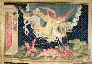 聖ミカエルとドラゴンと戦う彼の天使たち、No.36「怒りの黙示録」、1373-87年（タペストリー）
